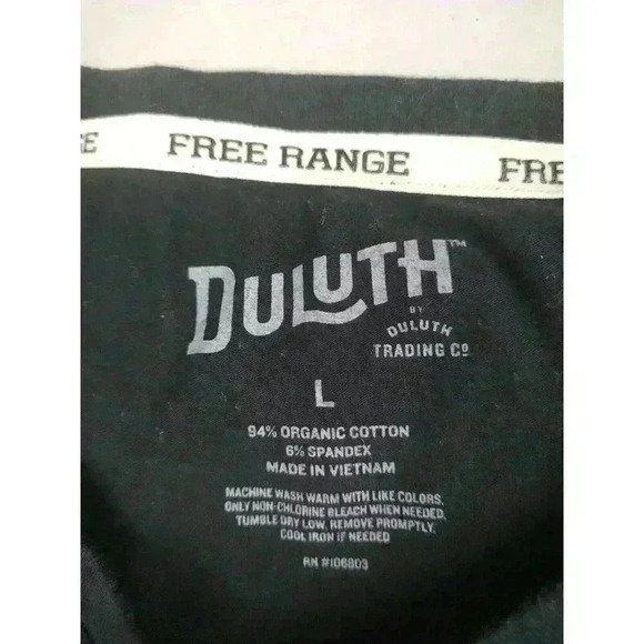 Duluth Trading T Shirt Mens Large Black Free Range Organic Cotton Stretch Casual - Picture 3 of 5